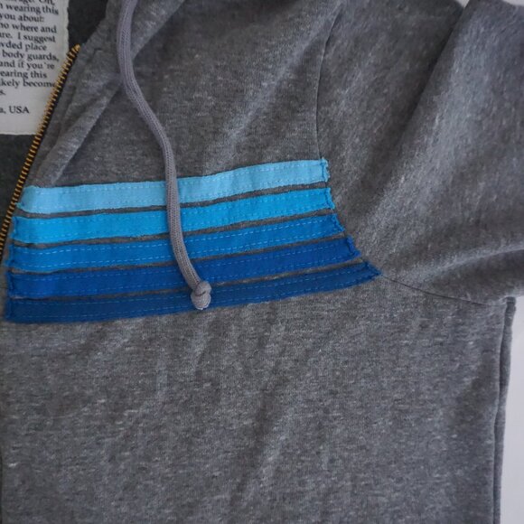 Aviator Nation Grey Cotton Zip Hoodie Blue Stripe Sporty Retro Nostalgic XL - Picture 11 of 12